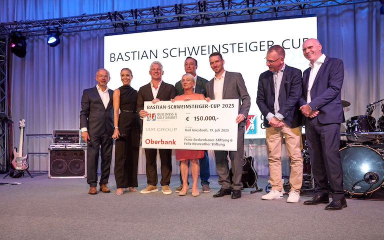 Quellness & Golf Resort: Geschäftsführer Andreas Gerleigner, Moderatorin Antonia Wisgickl, Bastian Schweinsteiger, Heidi Beckenbauer, Alexande